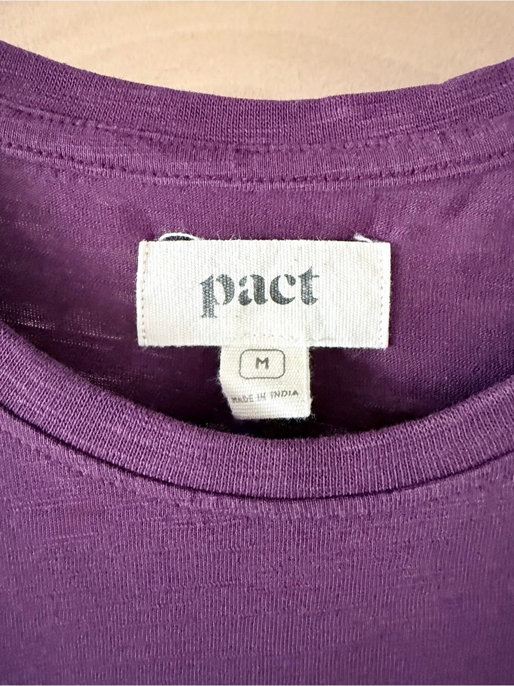 Pact Organic Tie Waist Dress Cotton Slub Purple Womens M Pockets 3/4 Sleeve Soft - Picture 2 of 12